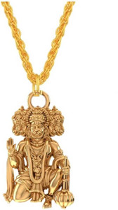 Malas Collection gold plated punchmukhi Hanuman bajrangbali locket chain for boy/men &girls/women Gold-plated Brass Locket