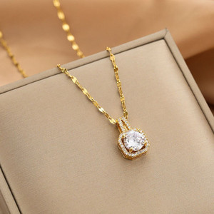 CARIA Women’s Elegant Shimmering Gold Toned Necklace Gold-plated Stainless Steel Pendant