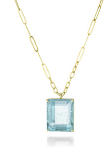 RATAN BAZAAR Gold Plated Aquamarine Stone pendant For Girls Gold-plated Aquamarine Copper Pendant