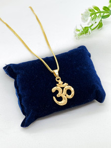 Ansh Enterpris Partywear Gold Fancy Om Pendant chain Gold-plated Brass Pendant Set