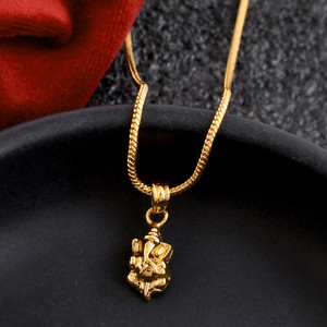 Lyzoo Ganesh Ganpati Locket Pendant With Gold Plated Chain For Men Boys Women Girls Gold-plated Brass Pendant Set