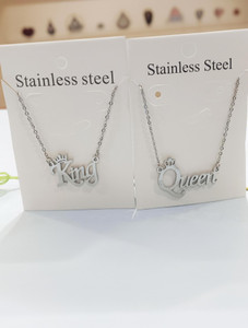 COMMON ETAIL King & Queen Couple Pendant Necklace Set Steel Locket Set