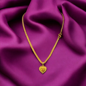 JUXTA One Gram Gold Plated Chain With Heart Pendent 24 Inch Long Gold-plated Brass Pendant Set