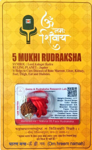 yashvriddhi 5 Mukhi Rudraksha With Lab Certified, Wood Pendant