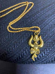 pompeo Golden Trishul with Golden Chain Metal Locket