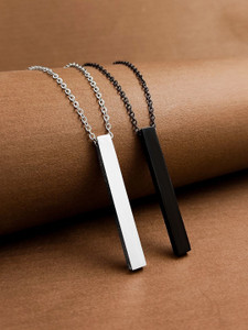 SAIIZEN Silver-Black Stainless Steel Locket Pendant Set - Image 6