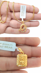 SAPNAPALACE GANESHA OM DIMOND GOLD WITH 2 LINE CHAIN AND LAXMI MA PENDANT COMBO Gold-plated Brass Pendant Set