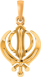 Akshat Sapphire 22 Ct Gold Plated Silver (92.5% Purity) Religious Sikh Khanda Symbol Pendant Gold-plated Sterling Silver Pendant