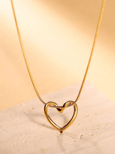 Sparqle Stainless Steel Gold Heart Pendant Necklace for Women with Chain Water Proof Gold-plated Stainless Steel Pendant