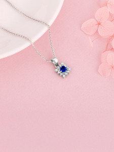 GIVA 925 Silver Anushka Sharma Silver Royal Blue Pendant for Women Rhodium Zircon Sterling Silver Pendant