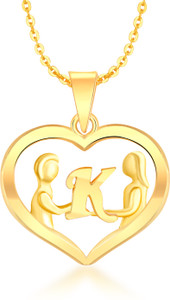 Kanak Jewels Couple pendant letter K unique design for women, girls love Gold plated Pendant Gold-plated Brass Pendant