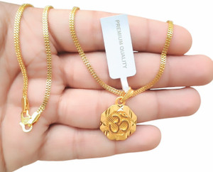 SAPNAPALACE OM GOLD LOCKET WITH GOLD CHAIN Gold-plated Brass Pendant Set