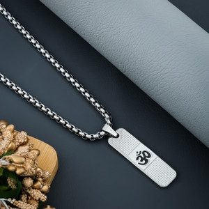 Nikza Exclusive Om Pendant Silver Crystal Sterling Silver Pendant Silver Stainless Steel