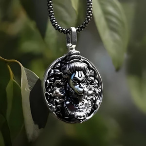 REVERSEA Men's Silver Chain with Hanuman Pendant Rhodium, Sterling Silver Stainless Steel, Alloy Locket