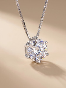MYKI Super Solitaire Casual Pendant For Women & Girls Sterling Silver Crystal Stainless Steel Pendant