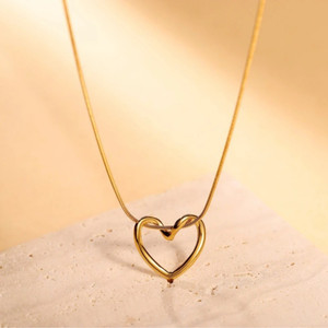 Devora Heart shape gold plated pendent chain for girls and women Gold-plated Stainless Steel Locket