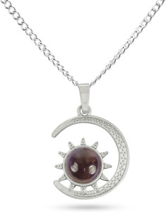 REIKI CRYSTAL PRODUCTS amethyst celestial sun and moon silver tone pendant necklace for women Crystal Crystal Pendant