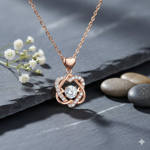 STYLE KRAFT DANCING DAIMOND PENDANT WITH ROSE GOLD CHAIN PENDANT FOR WOMENS GIRLFRIEND Gold-plated Cubic Zirconia, Diamond, Zircon Alloy, Stainless Steel Pendant Set