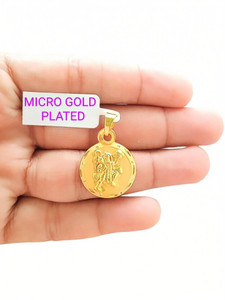SAPNAPALACE HANUMAN JI COIN STYLE ROUND SHAPED DESIGNER PENDANT WITH MICRO GOLD PLATED Gold-plated Brass Locket