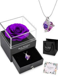 M MOOHAM Heart Necklace With Rose Gift Box For Women| Birthday, Wedding Anniversary Gift Alloy Pendant