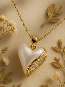 SPYRONIX REAL TREASURE Luxury Gold-Plated Heart Pendant with AD Stones Gold-plated Cubic Zirconia Stainless Steel Pendant