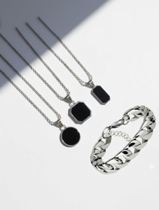 RV jewels Combo-Stainless Steel 3 pcs Pendant & Bracelet A Symbol of Strength and Style Silver Stainless Steel Pendant