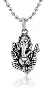 Bittrend Jewels Lord Ganesha Pendant for Men & Women Stainless Steel Anti-Tarnish Necklace Silver Metal Pendant
