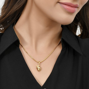 PYR Fashion Stylish Apple Shape Locket with simple Brass Chain for Women & Girls Gold-plated Cubic Zirconia Alloy Pendant