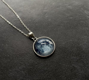 SILVOSWAN Glow In The Dark Moon Necklace Pendant perfect gift for moon lover Alloy