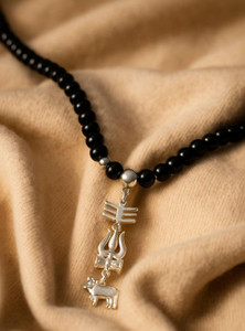 P. R. PRINTS SUPERSTAR Mahesh Babu SSMB29 Movie Style Trishul Damru Rhodium Beads Alloy Pendant Set