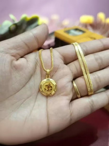 RV Enterprises Hexa OM Chain Pendant Set with 1 Gram Polish, 24-Inch Chain Gold-plated Brass Locket Set