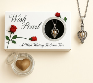 Love Pearl Wish Pearl Heart Pendant Necklace with Real Pearl | Pearl Alloy Pendant Set