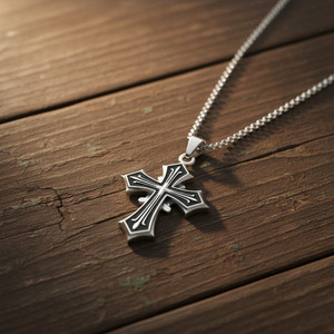 M Men Style Textured Dog Tag Pendant Necklace Military Style Locket Rhodium Metal Pendant