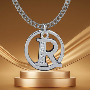 D2Fashion Stylish R Letter Pendant With Stainless Steel Silver Chain For Boy & Girl Silver Metal Pendant