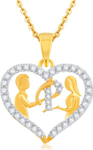 CraftySoul Couple pendant Letter P Gold plated Pendant Gold-plated Cubic Zirconia Brass Pendant