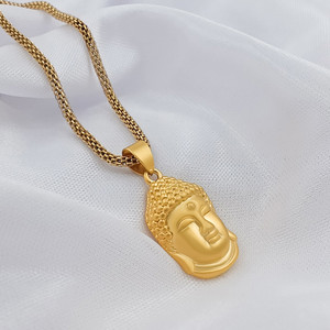 Gift Nest Elegant Gold Plated Gautam Buddha Pendant with gold chain for Men and Boys Gold-plated Stainless Steel Pendant Set