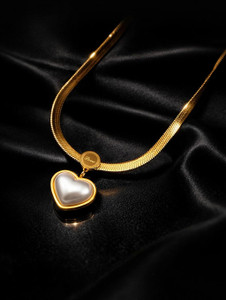Karishma Kreations Anti Tarnish Water Proof Heart Pendant Necklace For Women Gold-plated Stainless Steel Pendant