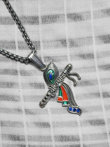 SSUNIQ Silver-Plated Shri Shyam Ji Basuri Pendant Necklace for Men and Boys Silver Stainless Steel Pendant