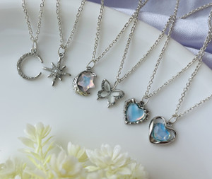 Sonisirani Set Of 6 Classy Trendy Aesthetic Silver Charm Pendant Necklace Silver Alloy Pendant