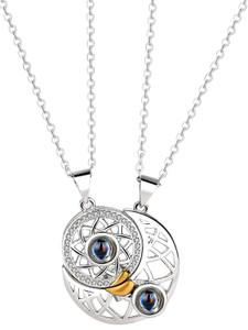 Tarun smart jwelery Couple Necklace Matching Necklace Sun and Moon I Love You 100 Languages Stainless Steel Pendant