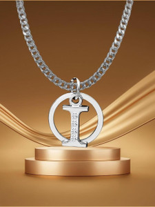 D2Fashion Stylish I Letter Pendant With Stainless Steel Silver Chain in Silver Metal Pendant