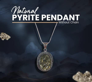 VIBESLE Pyrite Stone Original Pendant Necklace - Certified Pyrite Pendant Crystal Stone