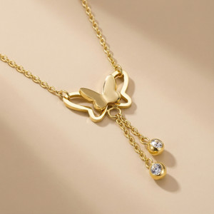 MYKI Beautiful Butterfly Shape pendent For women & girls Gold-plated Cubic Zirconia Stainless Steel Pendant