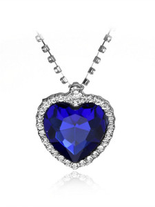 RVM Jewels Crystal Blue Heart Titanic Rhinestone Necklace For Girls Fashion Pendant Heart Of The Ocean Jewellery Valentine Or Mothers Day Gift For Girls And Women Blue Silver Silver Alloy Pendant