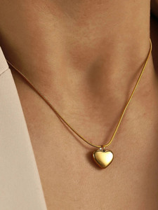 Lady Raiment Anti Tarnish Heart Shape Pendant Chain Necklace for Women Water proof Party wear Gold-plated Stainless Steel Pendant