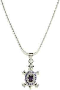 GOLDEN PEACOCK Turtle Shaped Silver Cubic Zirconia Alloy Pendant