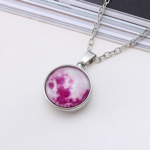 Syfer Radium Moon Pendant for girl and Women Glow in the Dark Moon Locket Silver Stainless Steel Pendant