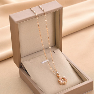 Peprika Rose Gold Plated Crystal Party Wear Pendant Necklace for Women & Girls Sterling Silver Cubic Zirconia Stainless Steel Pendant