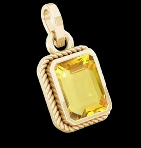 SIDHGEMS 14.25 Ratti 12.25 Crt Natural Yellow Sapphire Pendant Pukhraj Stone Original Gold-plated Sapphire Brass Pendant