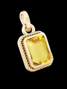 SIDHGEMS 14.25 Ratti 12.25 Crt Natural Yellow Sapphire Pendant Pukhraj Stone Original Gold-plated Sapphire Brass Pendant